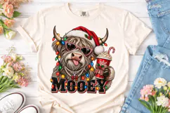Mooey Christmas Highland Cow PNG Sublima Product Image 2
