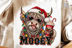 Mooey Christmas Highland Cow PNG Sublima Product Image 3