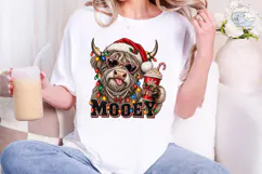 Mooey Christmas Highland Cow PNG Sublima Product Image 4