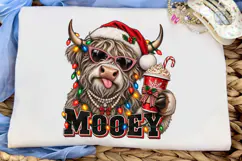 Mooey Christmas Highland Cow PNG Sublima Product Image 5