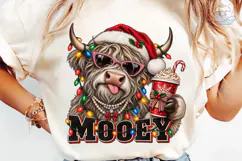 Mooey Christmas Highland Cow PNG Sublima Product Image 6