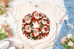 Santa Wreath Circle PNG Sublimation Desi Product Image 1