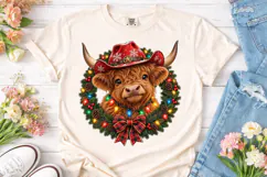 Cowboy Highland Cattle Christmas PNG Shi Product Image 2