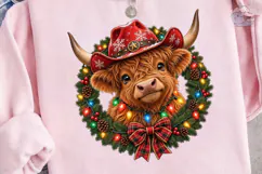 Cowboy Highland Cattle Christmas PNG Shi Product Image 3