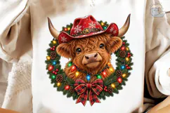 Cowboy Highland Cattle Christmas PNG Shi Product Image 4