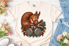 Woodland Squirrel Christmas PNG Shirt De Product Image 1