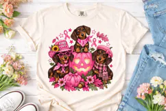 Pink Out Dachshund Dogs PNG Sublimation Product Image 1