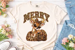 Merry Leopard Deer PNG Sublimation Desig Product Image 2