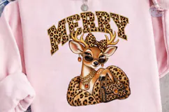 Merry Leopard Deer PNG Sublimation Desig Product Image 3