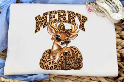 Merry Leopard Deer PNG Sublimation Desig Product Image 5