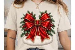 Christmas Wreath Bow PNG Sublimation Des Product Image 1