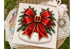 Christmas Wreath Bow PNG Sublimation Des Product Image 2