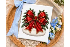 Christmas Wreath Bow PNG Sublimation Des Product Image 3