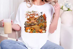 Hay There Pumpkin Cow PNG Sublimation Product Image 1