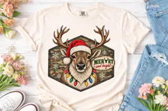 Merry and Bright Reindeer PNG Shirt Product Image 2