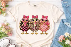 Three Pink Chickens PNG Sublimation Desi Product Image 2