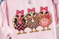 Three Pink Chickens PNG Sublimation Desi Product Image 1