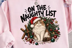 Naughty List Cat PNG Sublimation Design Product Image 3