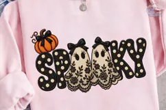Spooky Pumpkin Ghost PNG Sublimation Des Product Image 1