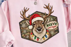 Merry and Bright Reindeer PNG Shirt Product Image 1