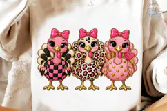 Three Pink Chickens PNG Sublimation Desi Product Image 3