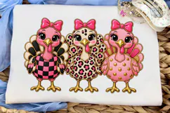 Three Pink Chickens PNG Sublimation Desi Product Image 5