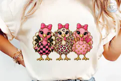Three Pink Chickens PNG Sublimation Desi Product Image 6