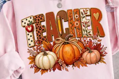 Fall Teacher Pumpkin PNG Sublimation Tee Product Image 2