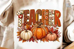 Fall Teacher Pumpkin PNG Sublimation Tee Product Image 3