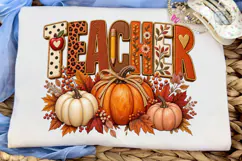 Fall Teacher Pumpkin PNG Sublimation Tee Product Image 4