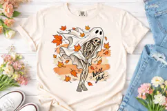 Skeleton Ghost Fall Vibes PNG Shirt Desi Product Image 2