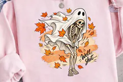 Skeleton Ghost Fall Vibes PNG Shirt Desi Product Image 3