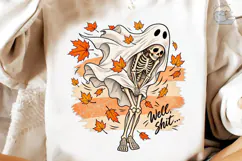 Skeleton Ghost Fall Vibes PNG Shirt Desi Product Image 4