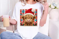 Highland Cow Santa PNG Sublimation Desig Product Image 5