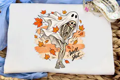 Skeleton Ghost Fall Vibes PNG Shirt Desi Product Image 6