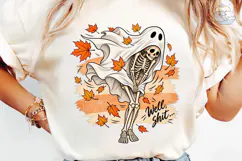 Skeleton Ghost Fall Vibes PNG Shirt Desi Product Image 1