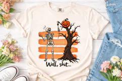 Halloween Skeleton Pumpkin Tree PNG Shir Product Image 2