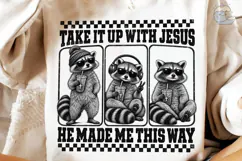 Funny Raccoon Jesus PNG Sublimation Desi Product Image 3