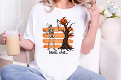 Halloween Skeleton Pumpkin Tree PNG Shir Product Image 5