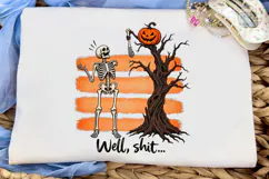 Halloween Skeleton Pumpkin Tree PNG Shir Product Image 1