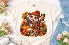 Autumn Opossum Coffee PNG Shirt Design Product Image 2