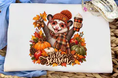 Autumn Opossum Coffee PNG Shirt Design Product Image 5