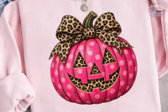 Pink Leopard Pumpkin PNG Sublimation Des Product Image 1