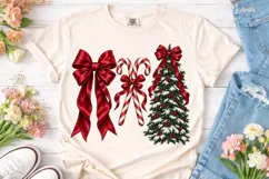 Christmas Bows Candy Canes Tree PNG Product Image 2