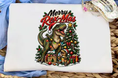 Merry Rex-Mas Dinosaur PNG Sublimation D Product Image 5