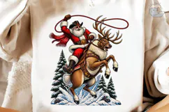 Cowboy Santa Reindeer PNG Sublimation Sh Product Image 3