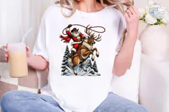 Cowboy Santa Reindeer PNG Sublimation Sh Product Image 4