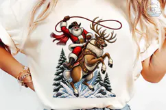 Cowboy Santa Reindeer PNG Sublimation Sh Product Image 6