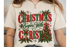 Christmas Begins With Christ PNG Shirt Product Image 2