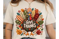 Give Thanks Turkey PNG Sublimation Desig Product Image 1